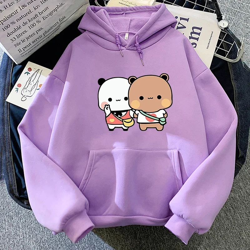 Cute Panda Bear With Bag Hoodies Cartoon Men Women Couple Long Sleeve Bubu Dudu Sweatshirt Harajuku Boy And Girl Streetwear Tops