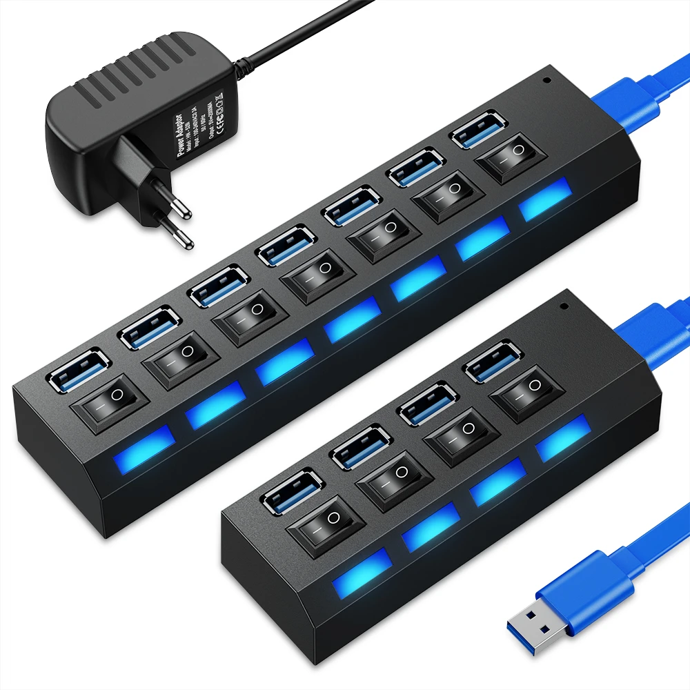 blæse hul Igangværende Give Usb 3.0 Hub Usb Hub 3.0 Multi Usb Splitter 3 Hab Use Power Adapter 4/7 Port  Multiple Expander 2.0 Usb3 Hub With Switch For Pc - Docking Stations & Usb  Hubs - AliExpress