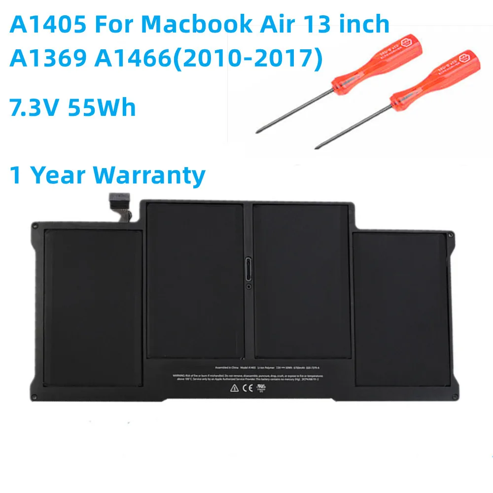 Bateria do Portátil para Apple Macbook Air Baterias Ferramentas Gratuitas 11 13 Polegada A1466 A1370 A1369 A1465 Notebook A1375 A1406 A1405 - Imagem 2