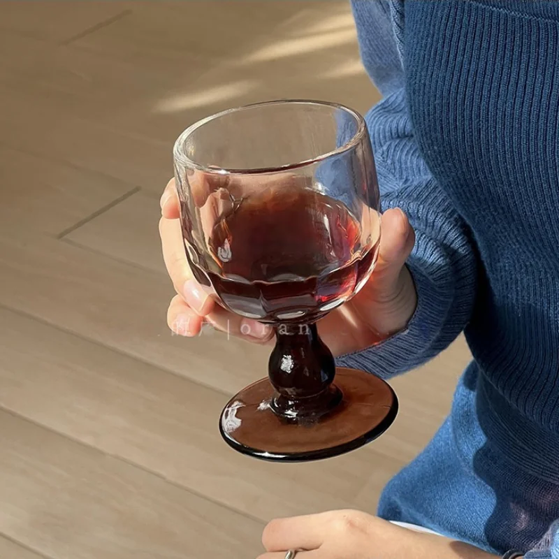 Medieval Retro Red Wine Glass, Short Legged Glass Cup, Minimalist Home Cocktail, Restaurant Beverage Cup