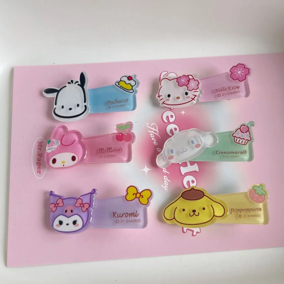 

New Anime Kawaii Sanrio Hello Kitty Hairpin Kuromi Cinnamoroll Girl Children Cute Bang Clip Hair Accessories Gift Wholesale