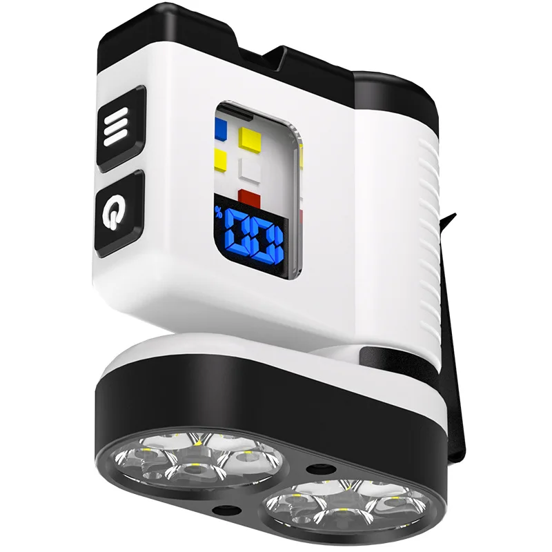 10LED 미니 손전등 USB 충전 디지털 디스플레이 빨강/파랑 경고 휴대용 자석 작업등 야외용