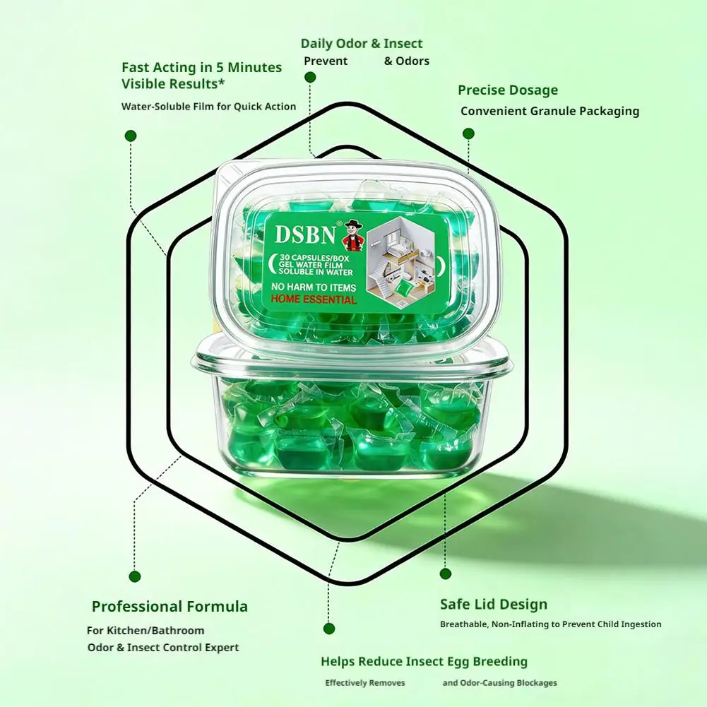 Odor-Eliminating Bio-Enzyme Drain Cleaner Pods – Fast-Dissolving Beads