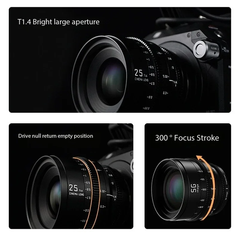 SGimage 25mm/35mm/50mm/75mm T1.4 Full Frame Cinema Lens Large Aperture Manual Prime Lens for Sony E L Mount Camera 4