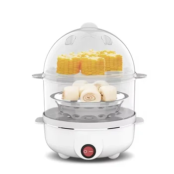 Multifunctional Egg Boiler Electric Egg Steamer Cooking Breakfast Machine Double Layers Egg Cooker Mini Steamer Poacher Kitchen 6