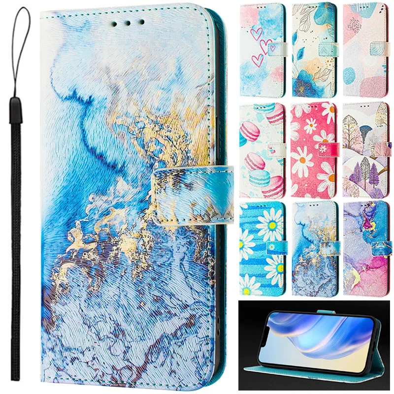 Elegant Marble Design Leather Wallet Flip Cover Case
