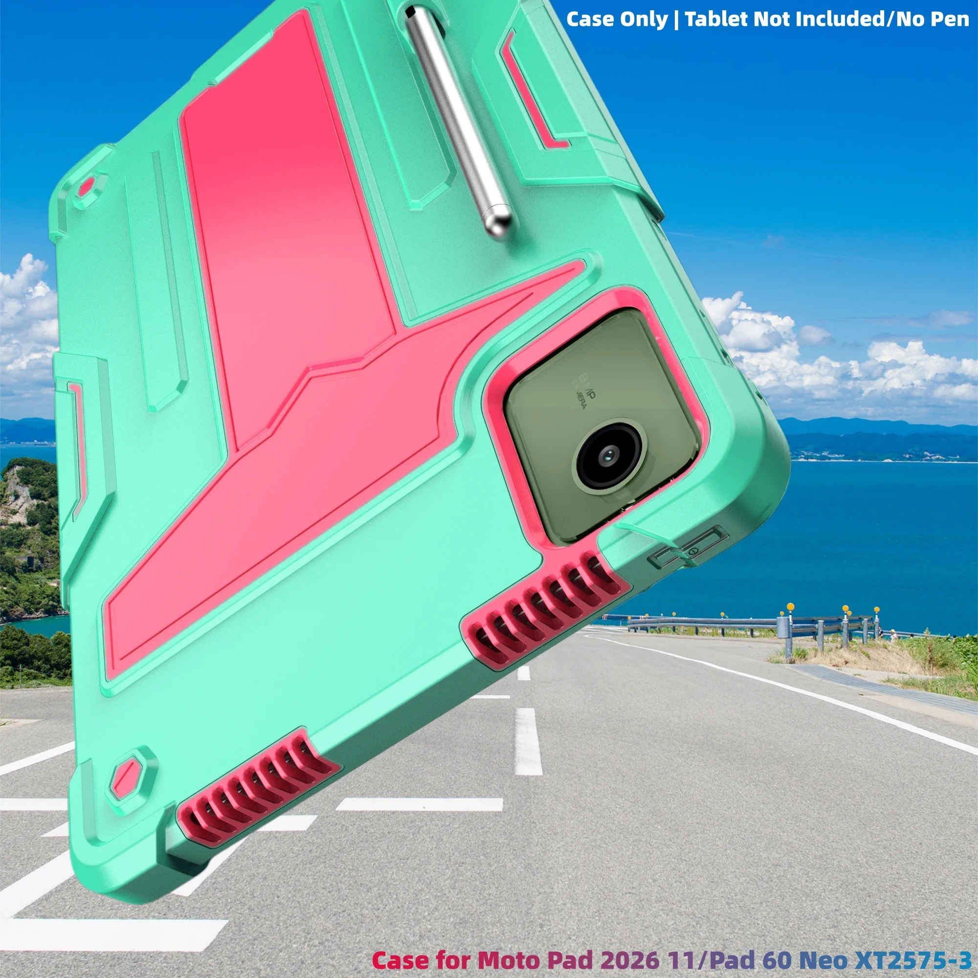 Heavy Duty Shockproof Rugged Protective Tablet Case with Kickstand and Pen Holder