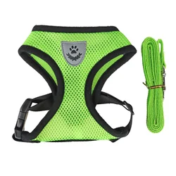 Breathable Mesh Pet Harness and Leash Set - M (2.5-4kg) (Green)