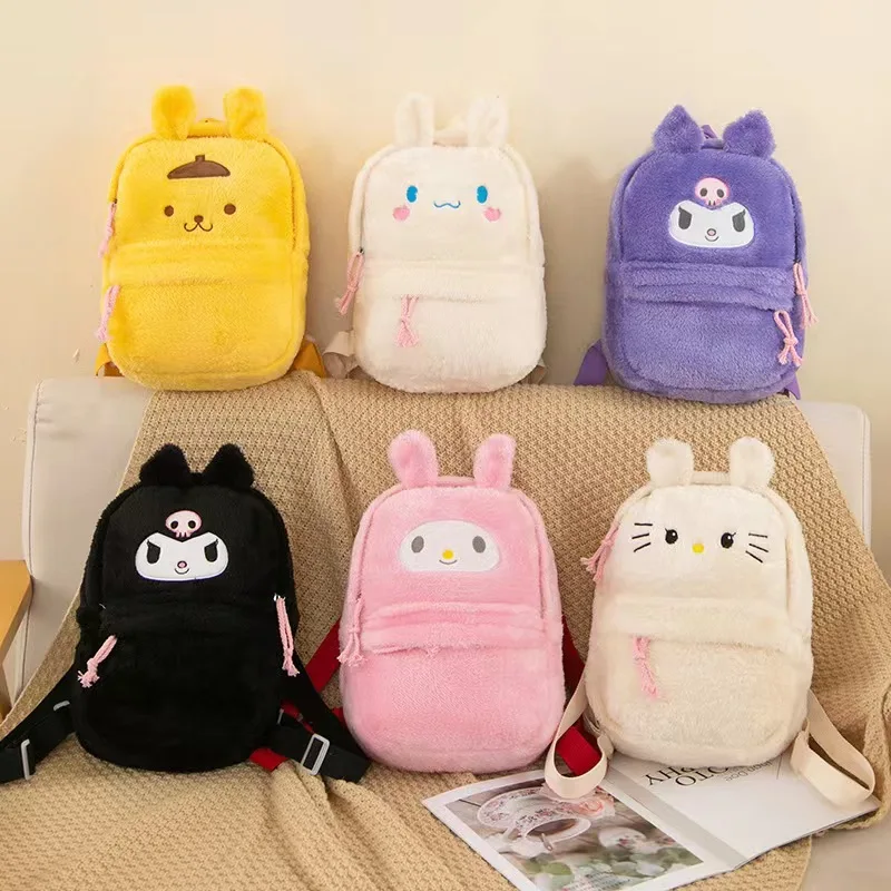 

Sanrio Kawaii Anime Hello Kitty Cinnamoroll Students Backpack Cute Cartoon My Melody Kuromi Plush Schoolbag Girls Gifts