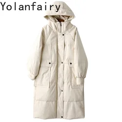 Real Leather Jacket Women Genuine Sheepskin High Quality White Goose Down Coat Female Hooded Winter 2024 Warm Long Down Coats