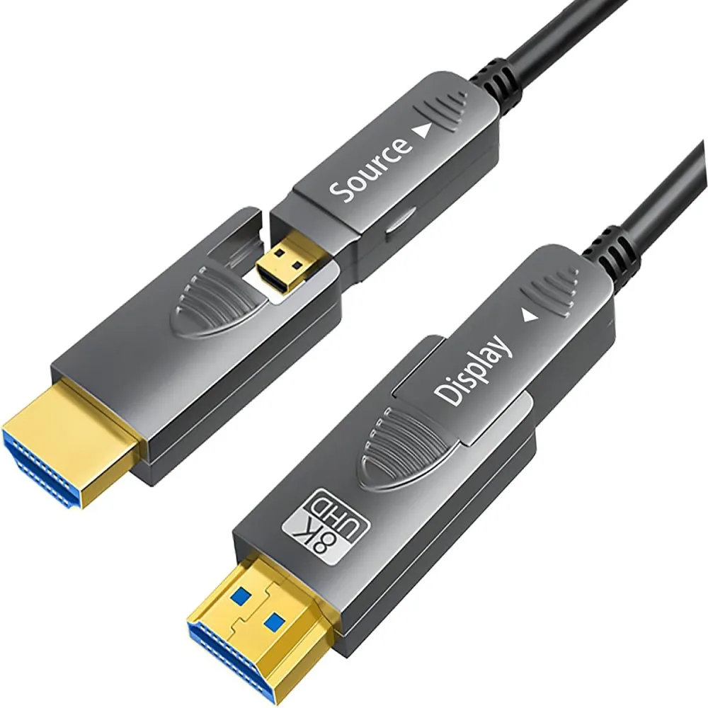 8K Fiber Optic HDMI 2.1 Cable 50m Detachable 8K HD Cable eARC, 48Gbps, 8K@60Hz, 4K@120Hz with Dual Micro HDMI for RTX 3080/3090