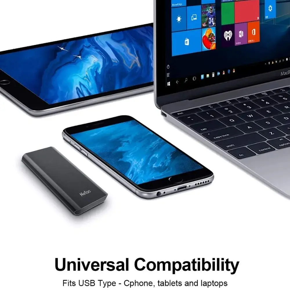 Netac Portable External SSD 1TB 2TB 500GB 250GB External Hard Drive 550MB/s Solid State Disk Type-C For Laptop Phone PS4 external hard drive internal solid state drive