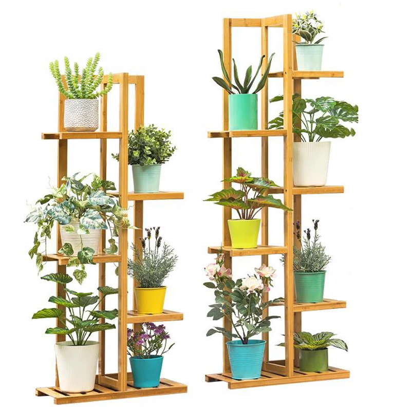 Bamboo 5 / 6  Tier  Plant Stand Rack Multiple Flower Pot Holder Shelf Indoor Outdoor Planter Display Shelving Unit for Patio images - 6