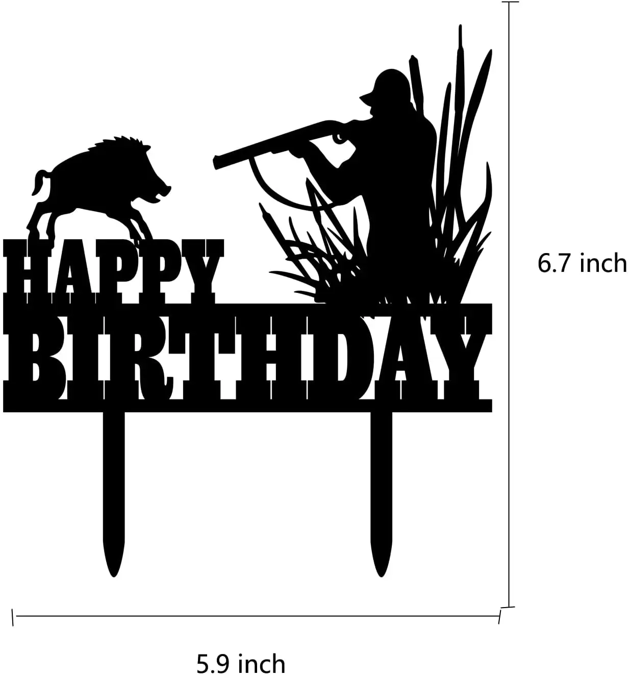 Gun Theme Happy Birthday Cake Topper Hunter With Gun With His Hunting Dog for Boy's Men's cake topper,cake toppers