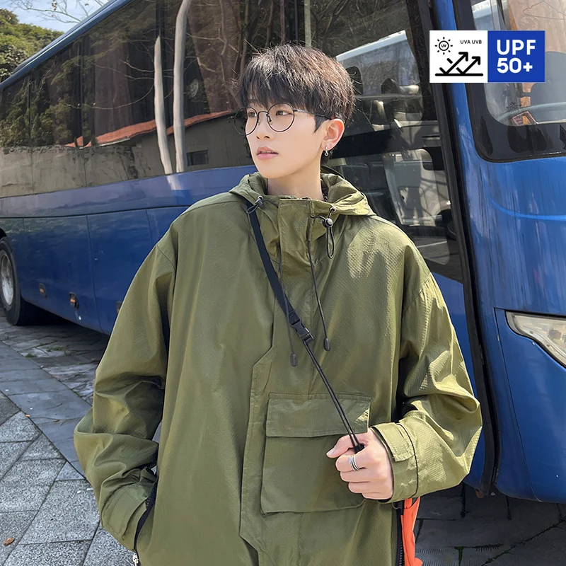 Summer UPF 50+ UV Proof Men Skin Coats Hooded Sun Protection Breathable