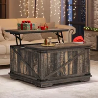 Farmhouse Lift Top Coffee Table,  Square Wood Center Table with Large Hidden Storage Compartment 1