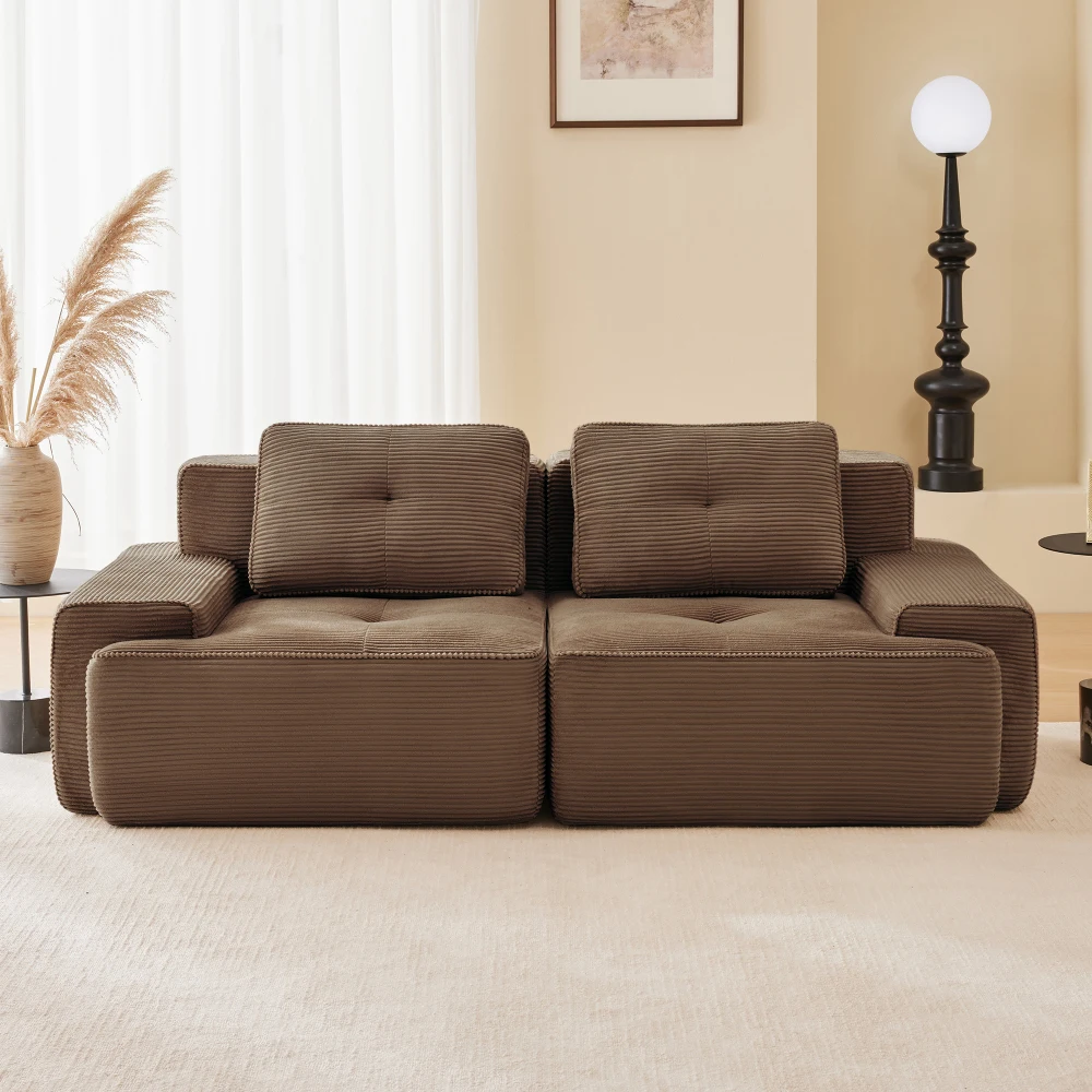 Modernes Cord-Cloud-Sofa – Knochenloses Modulares Zweisitzer-Sofa mit Tiefem Sitz für Wohnzimmer Erhältlich in Grün Braun Champagner Schwarz – Detail 40
