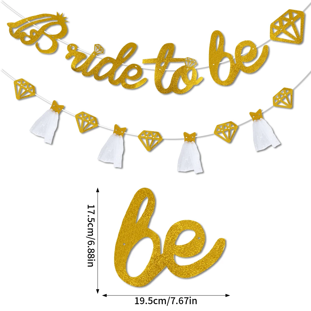 "Lucky In Love" Gold Glitter Banner - Pre-Assembled Wedding Bridal Shower Garland (Approx. 3.9 Ft) - View #6