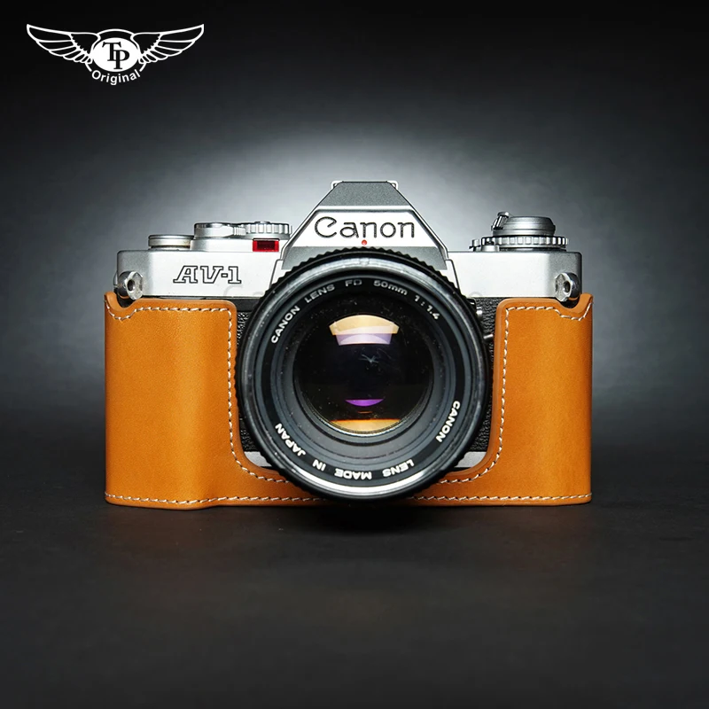 Custodia Protettiva Per Fotocamera In Vera Pelle Di Vacchetta Per Fotocamera Da Lavoro Manuale Per Canon Av-1 Av1 Custodia Protettiva Custodia In Pell