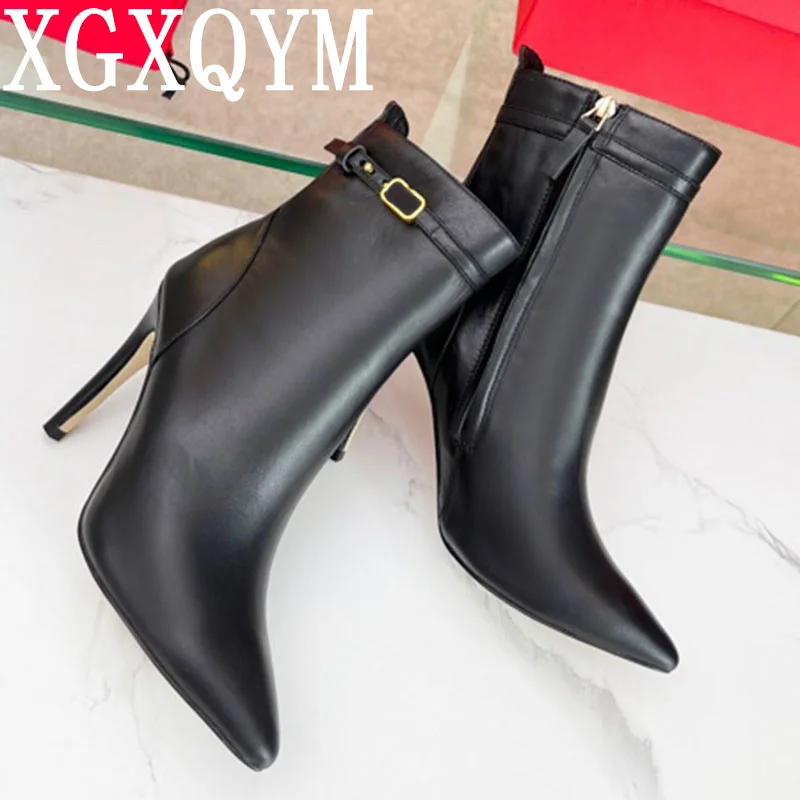 

Sexy Knee High Women Long Boots 2023 Autumn Runway Designer Pointed Toe High Quality Real Leather Zipper Fashion Boots Women