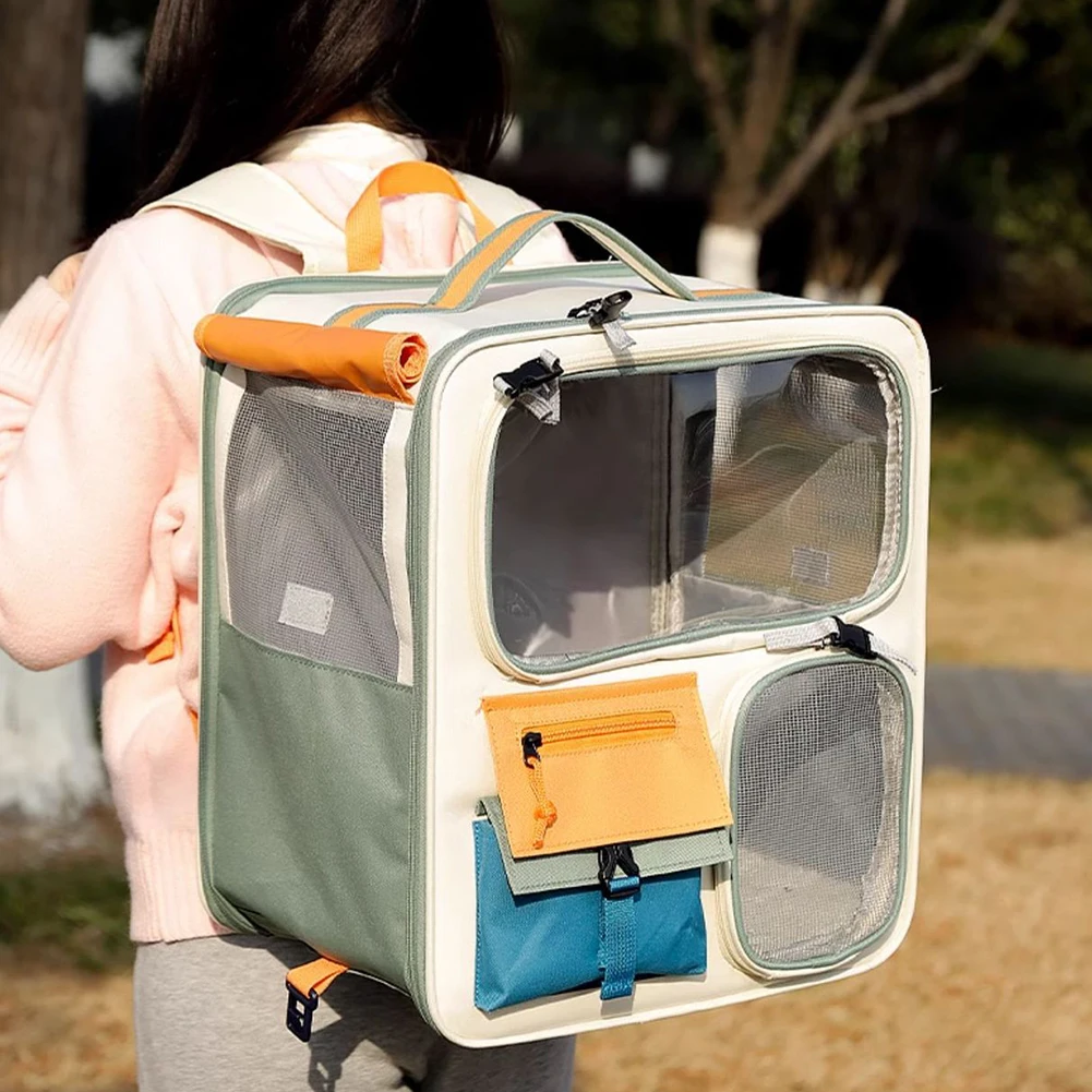Breathable Dog & Cat Travel Carrier Backpack – Ventilated Mesh Pet Bag with Transparent Window