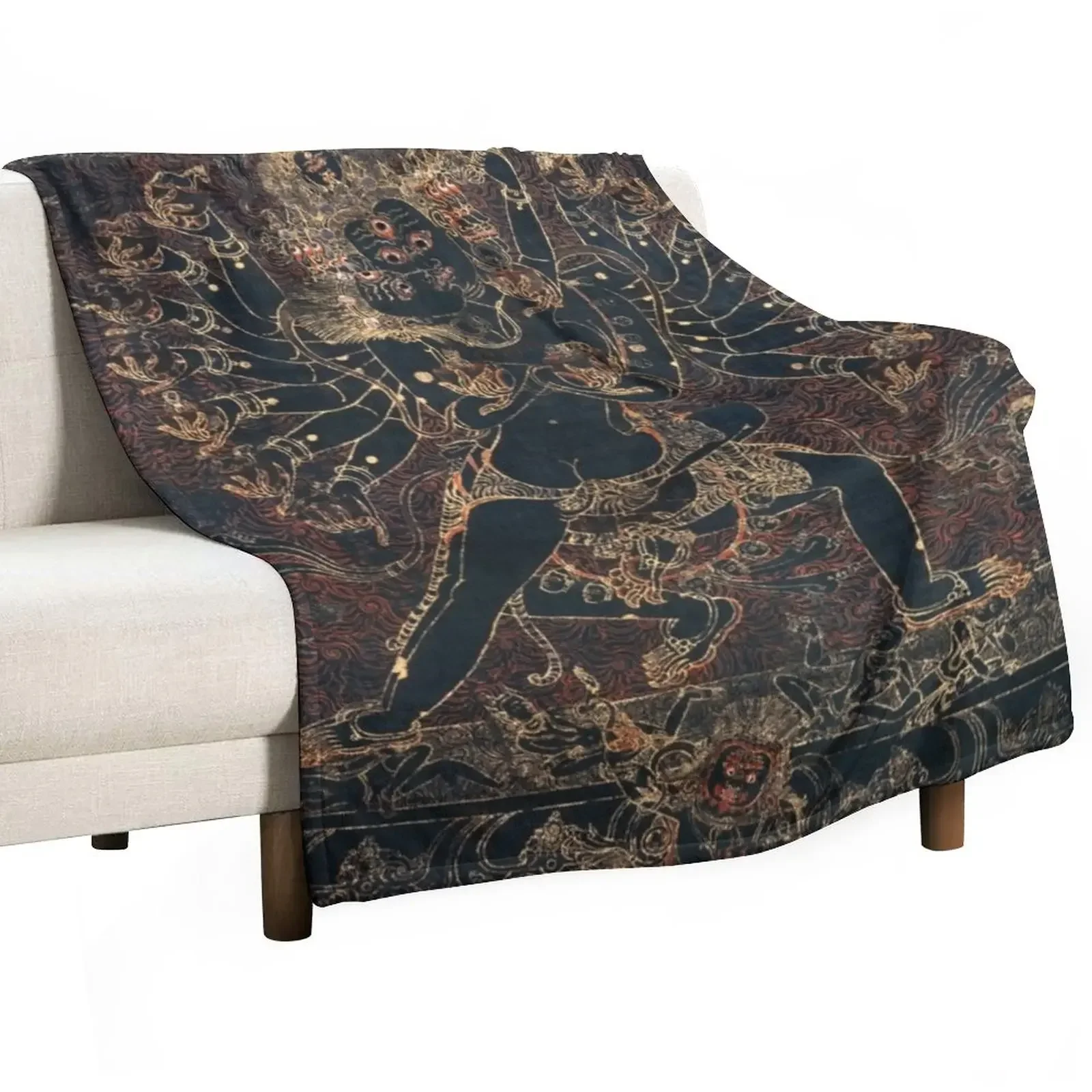 

Shri Hevajra Demon Death Thangka Throw Blanket Plaid on the sofa Picnic Bed wednesday Blankets