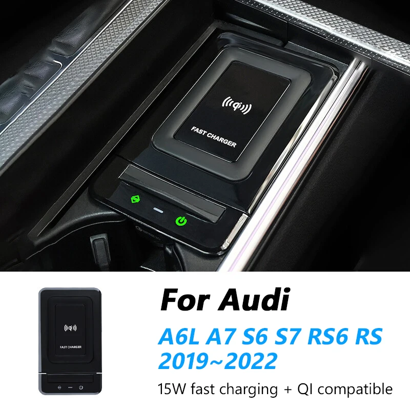 

Car QI Wireless Charger For Audi A6L A7 S6 S7 RS6 RS7 2019-2022 Cigarette Lighter Installation Phone Lift Fast Charging Board