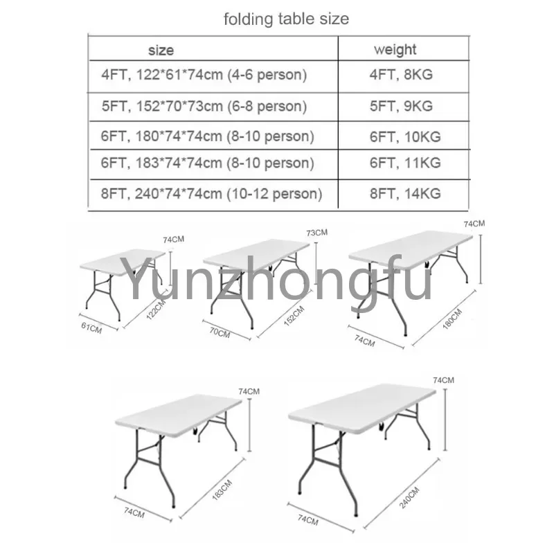 outdoor plastic mesa plegable 6ft dining foldable table banquet party picnic camping folding and chair for events