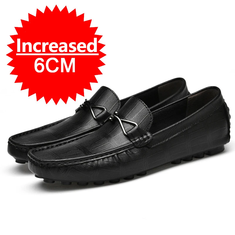 New Summer Men's Inner Heightening Shoes Leather Casual Business Shoes Invisible Height Increasing Sport Elevator 6CM