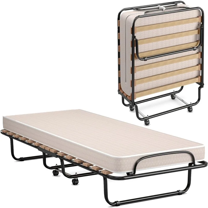 

Складная кровать-раскладушка KOMFOTT с матрасом, складная кровать с матрасом из пены с памятью формы для взрослых, стандартная кровать