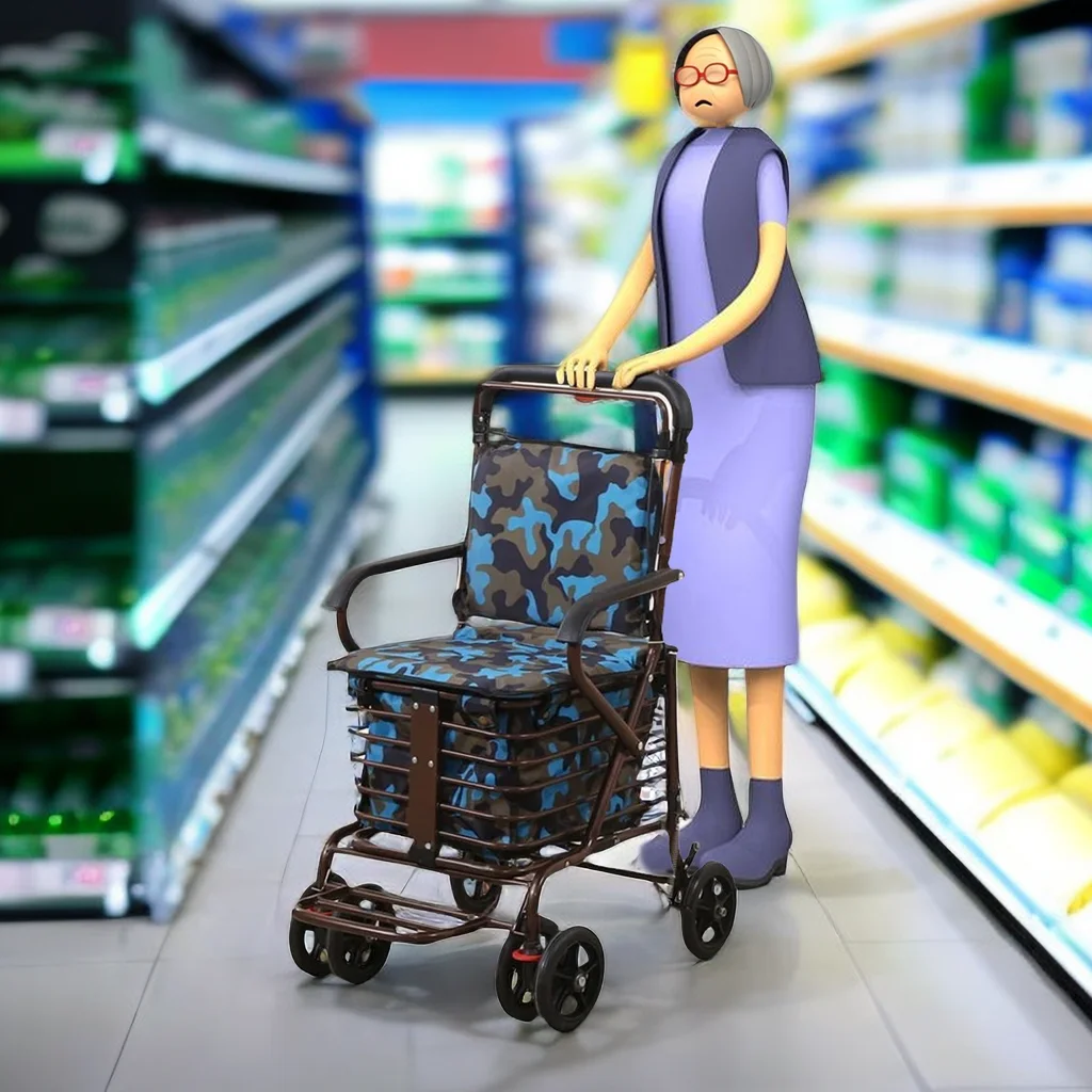 Deambulatore Rollator Leggero Con Sedile E Cestello Dei Freni E Bracci