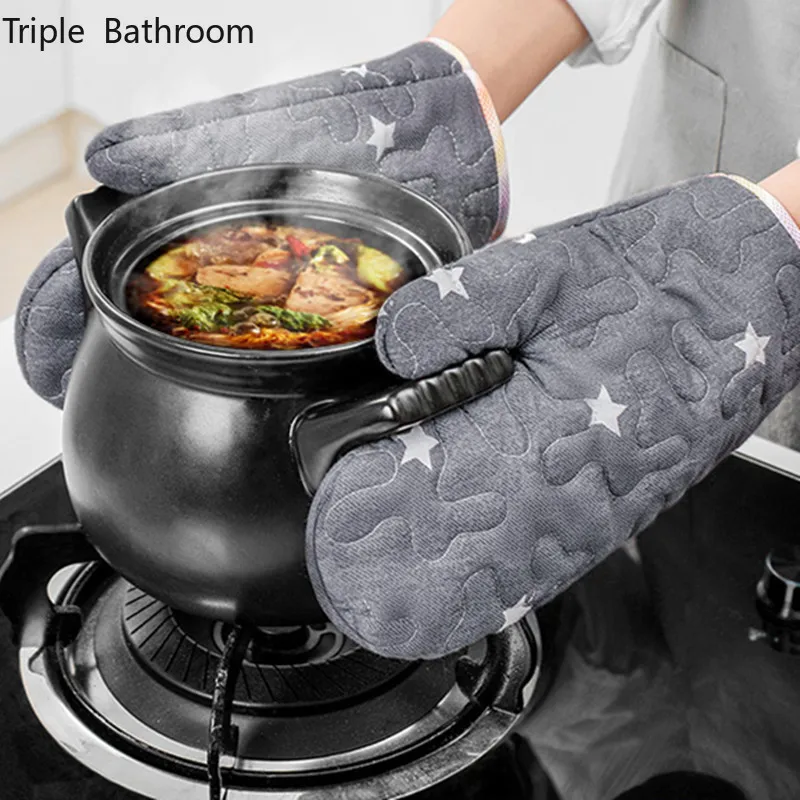 

Thickening Anti-scalding Cotton Glove Microwave Oven Cooking Gloves Kitchen Baking Accessories Heat Insulation High Temperature