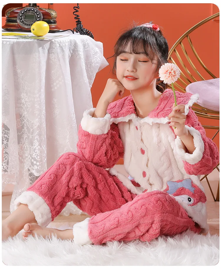 Sanrio Pajamas Kuromi Plush Girls Melody Cinnamoroll Coral Velvet Cardigan Princess Style