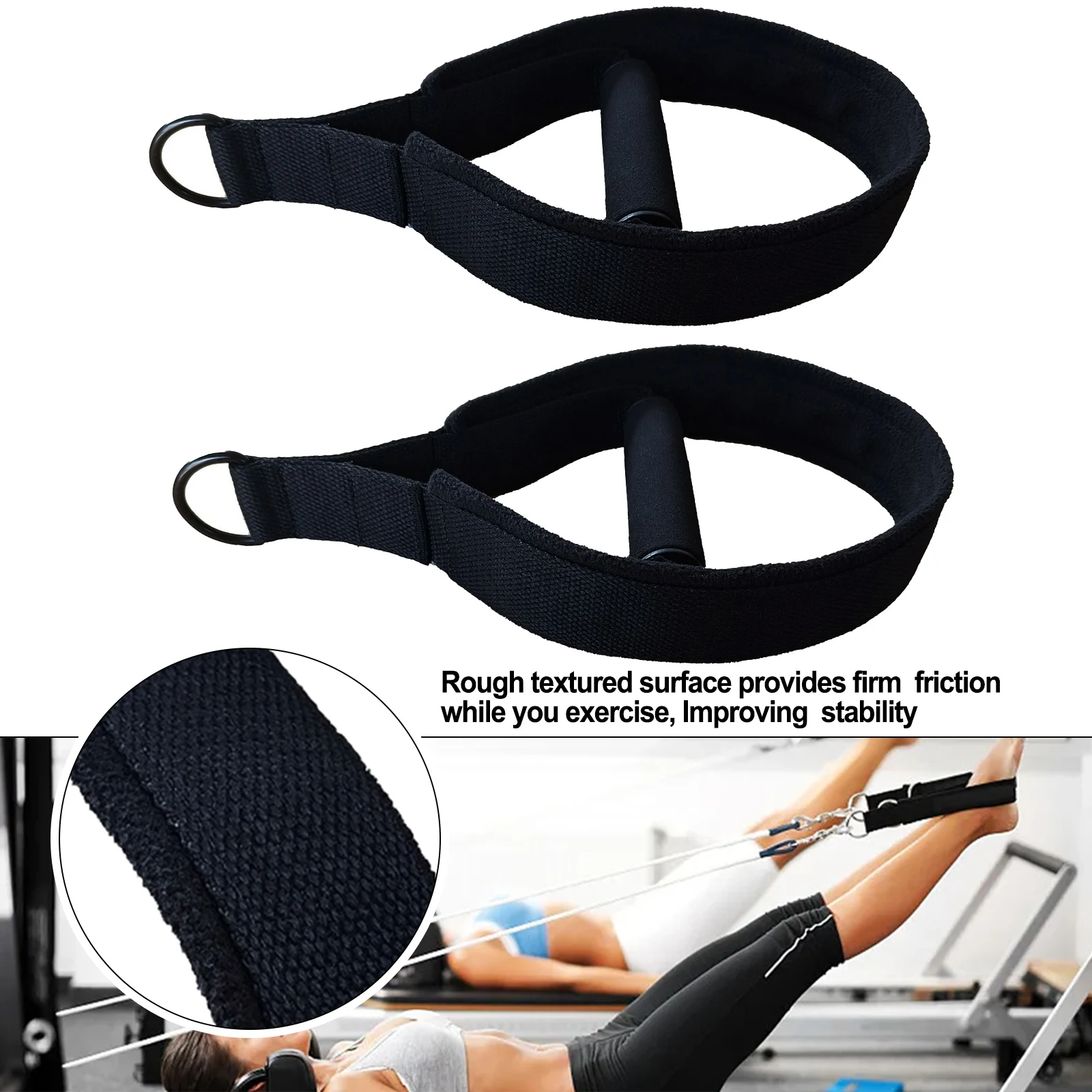 

2pcs Double Loop Foot Straps Hot Sale Soft Yoga Pilates Circle Strap For Foot Reformer Fitness Exercise Resistance Equipment