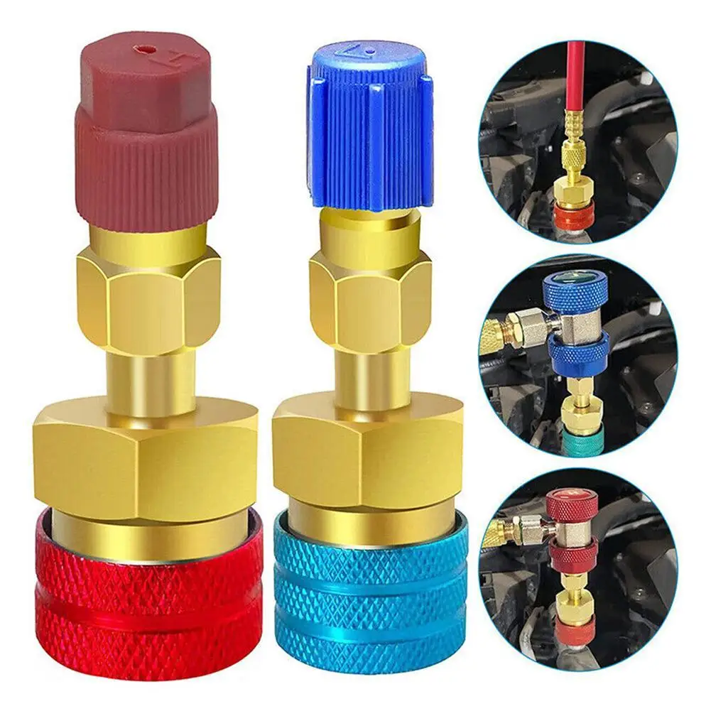 Adapter Quick Fitting Coupler For R1234YF To R134A High Low Side Adapter Fitting Connector Car Airconditioning Fitting Car Tools