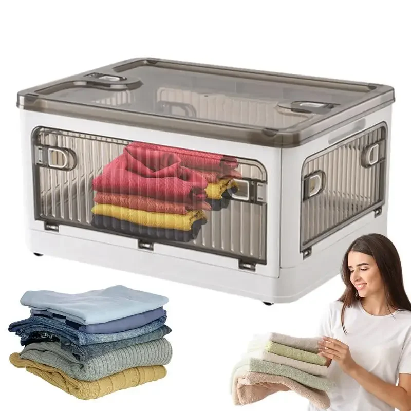 

Foldable Storage Boxes With Doors Heavy Duty Foldable Closet Organizers And Storage With Visible Doors & Moving Wheels Stackable