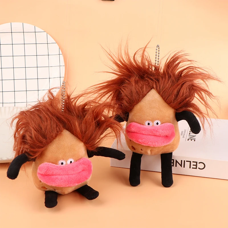 Cute Fried Hairdoll Plush Toy Cartoon Potatoes Doll Pendant Keychain Backpack Car Bag Key Ring Decor Kid Gift