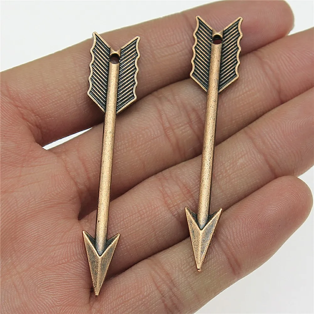 WYSIWYG 4pcs 63mm 4 색 골동품 골드 골동품 실버 색상 골동품 청동 큰 화살표 매력 펜던트 보석 만들기위한