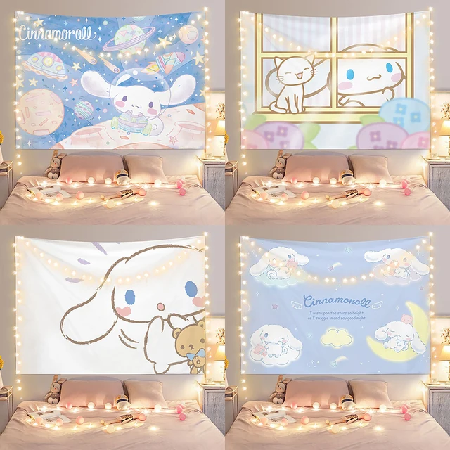 Tapisserie Cinnamoroll – Décoration de rêve pour une pièce confortable, tissu de fond pour salon et chambre à coucher, sans lumières 1