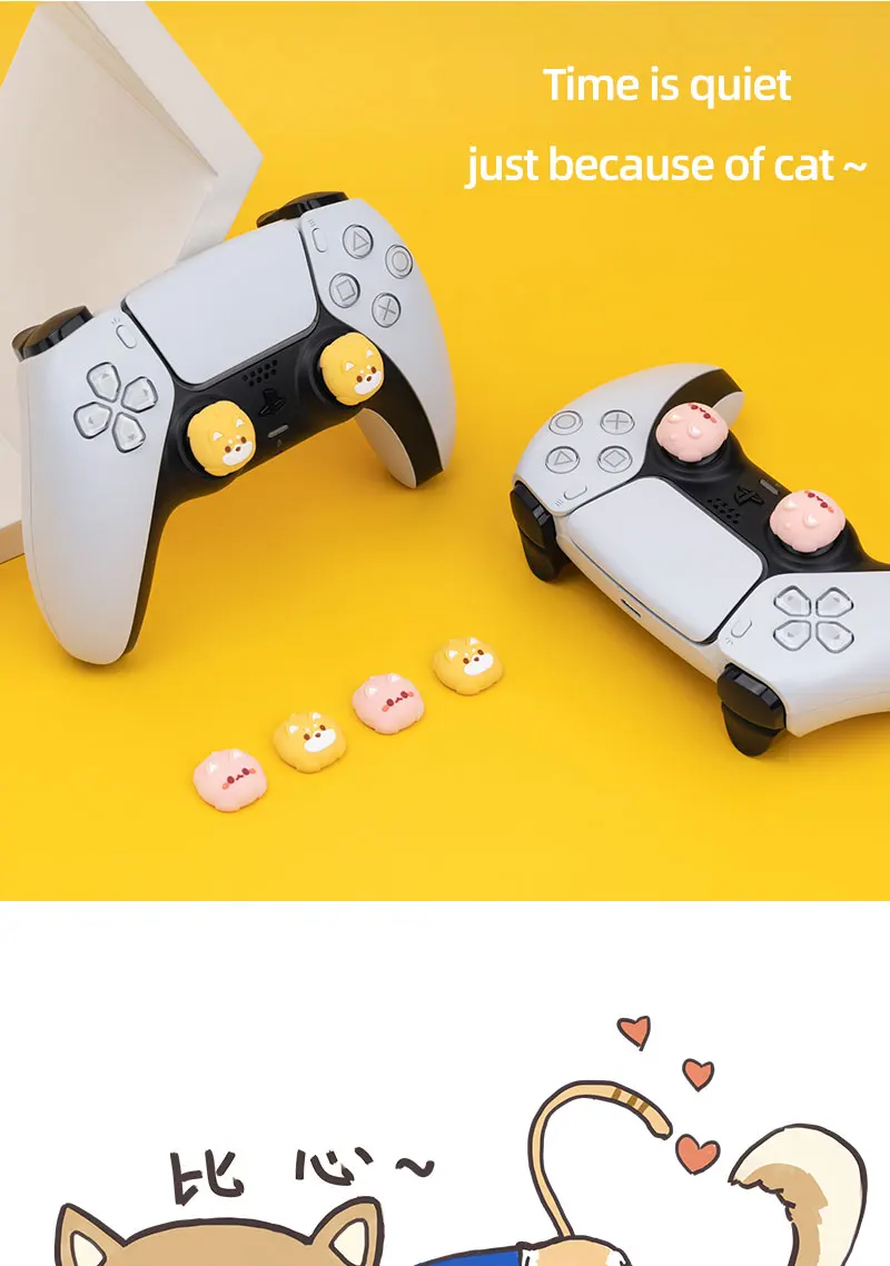New Silicone Jon Con Thunb Grip Caps For PS4 PS5 Cute Dog Cat Joystick Caps For NS Pro Cover Analog Thumb Stick Grips