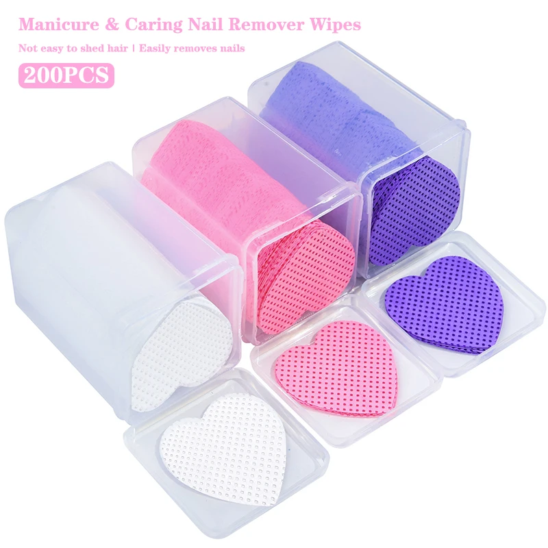 

200Pcs Nail Polish Lash Glue Remover Lint Free Cotton Pads Wipes Manicure Pedicure Cleaning Tool