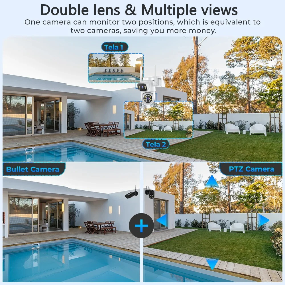 ANSVICAM 4K Ultra HD PTZ Security Camera Outdoor 5G Wifi Dual Lens Dual Screen Cameras AI Human Tracking Two-Way Audio O-Kam Pro 3