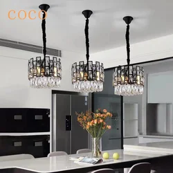 Modern Creative Crystal Chandelier Living Room Dining Room Interior Black Chandelier Round Gloss Kitchen Bedroom Lamp Furniture