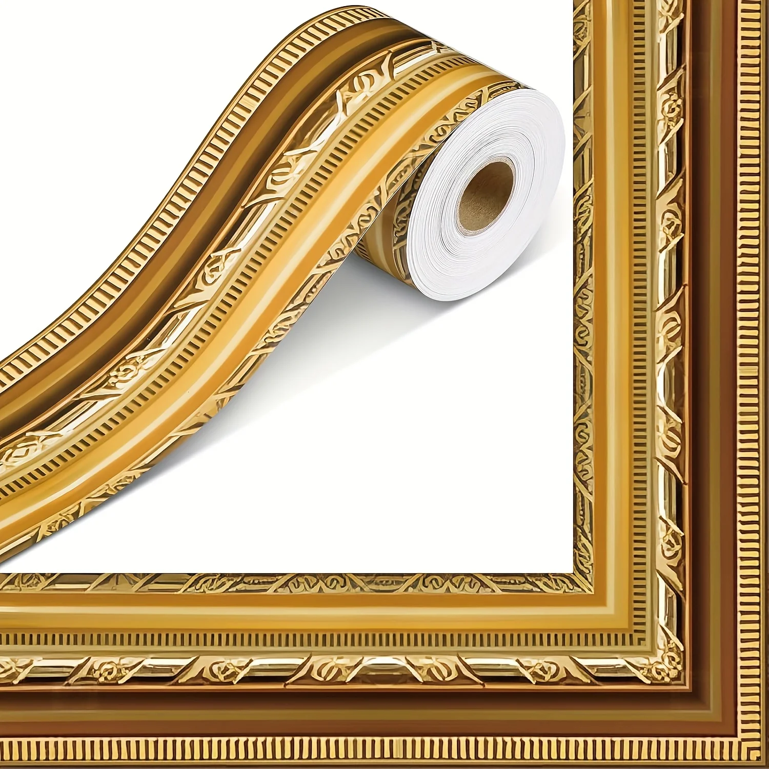 1roll 10m Fashion Self-Adhesive Border Decorative Sticker Vintage Gold Photo Frame DIY Poster Border Stickers Party Decoration