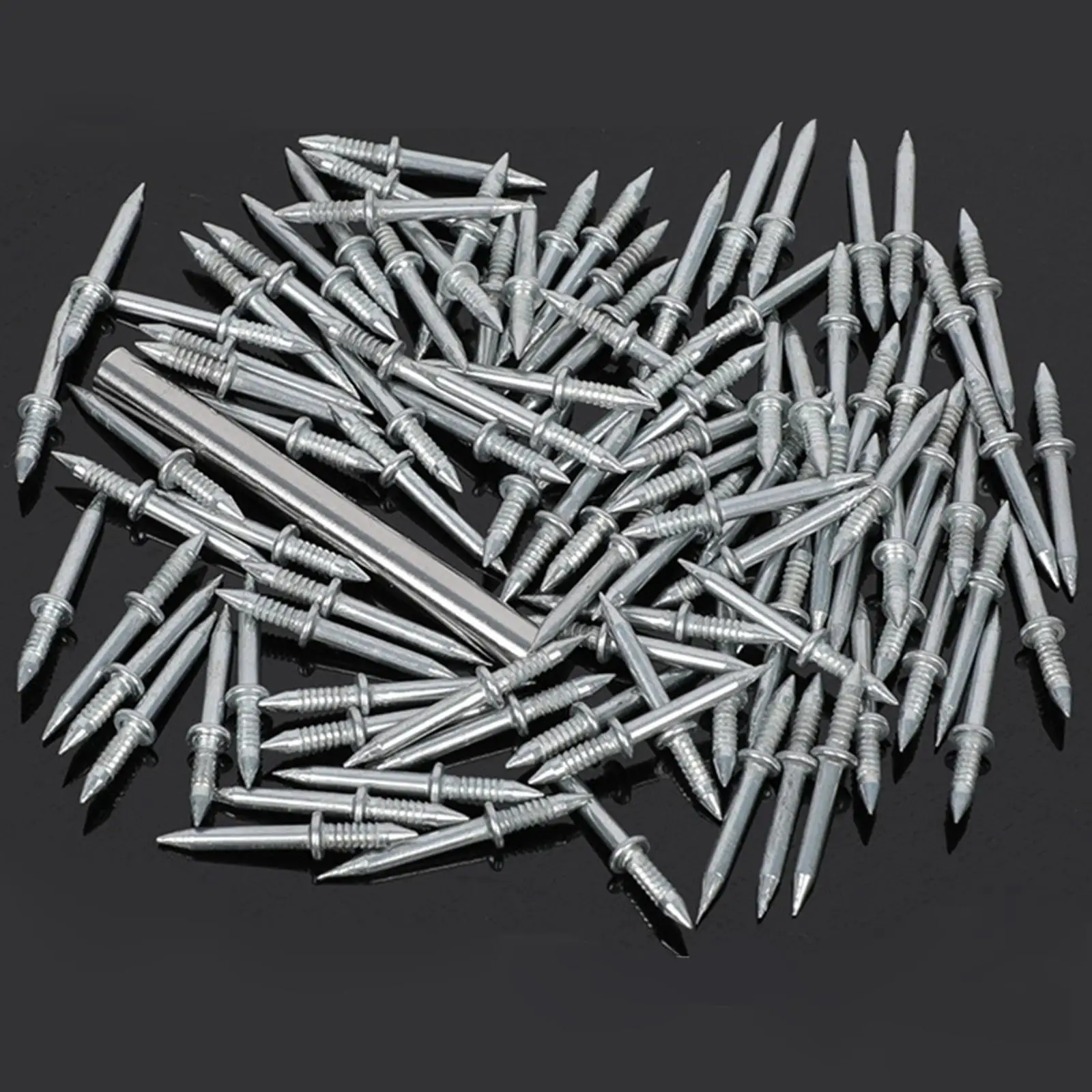 

300x Double Head Skirting Thread Nail Construction Baseboards Furniture Joinery Nails Invisible Security Screws Cement Nails