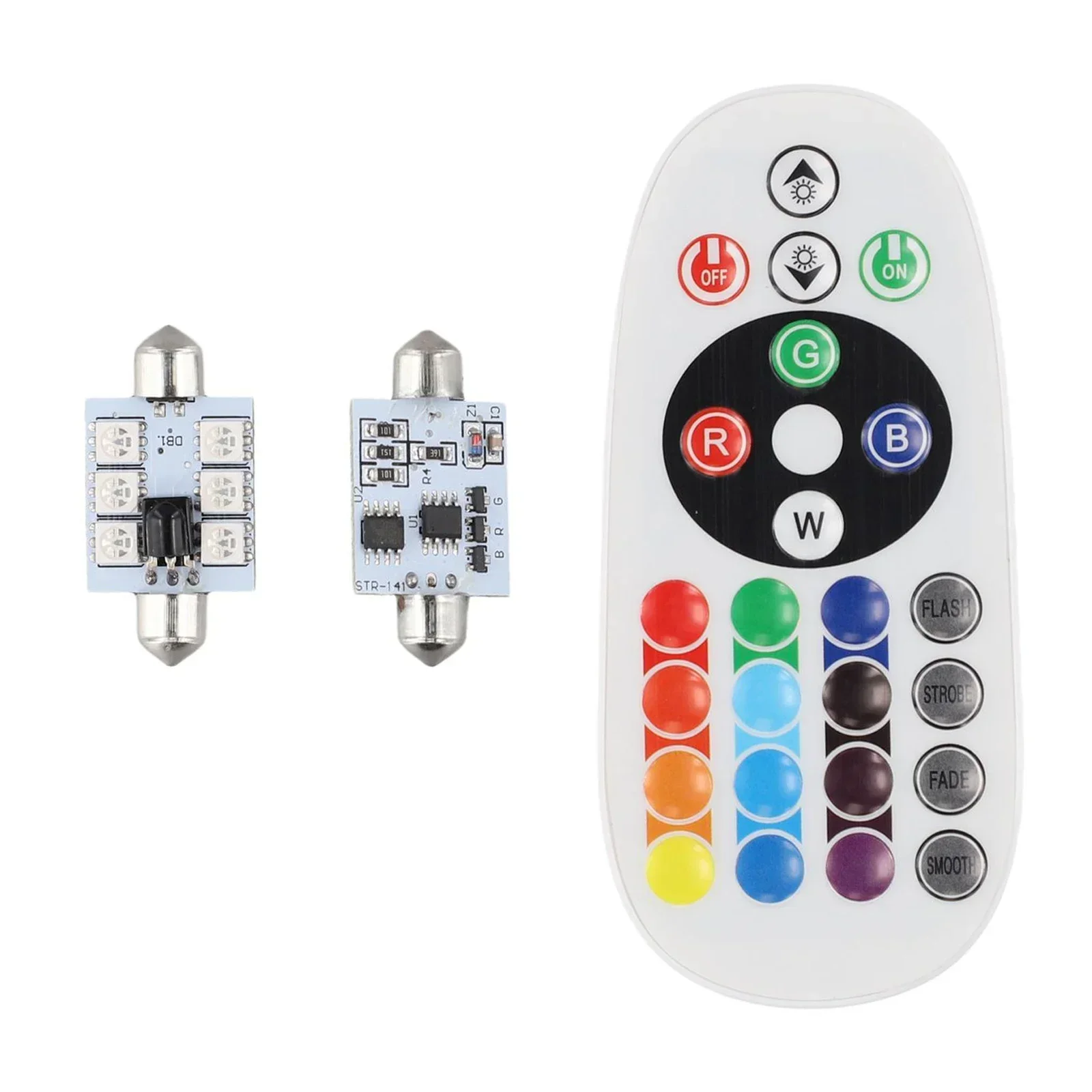 2 PCS/Set Reading Light Controlled By Dome Reading Light Remote Control Car Interior Flash Mode Multi Color Controlled