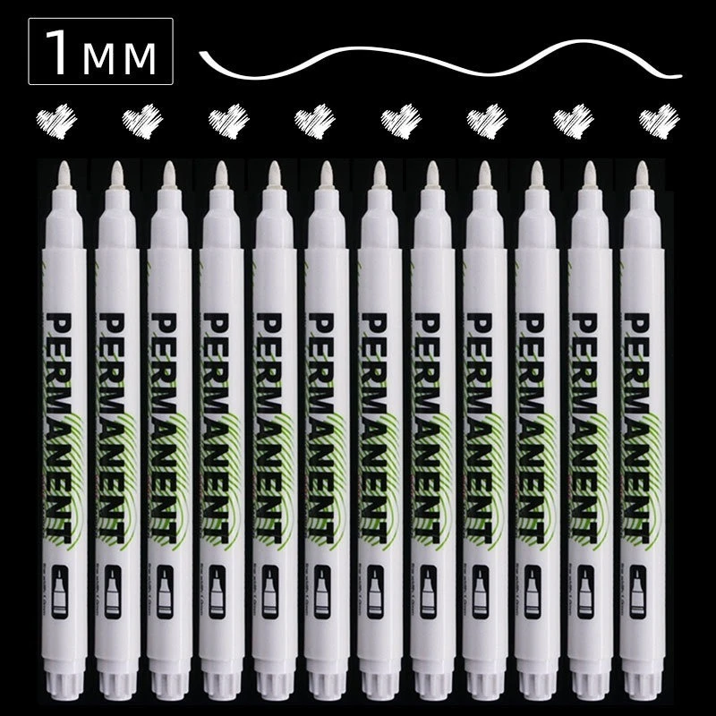 0.7 유성 방수 젤 펜, 그래피티 스케치 마커, 문구 쓰기 학용품, 화이트 아트 마커 펜, 2.0mm, 5 개, 1 개