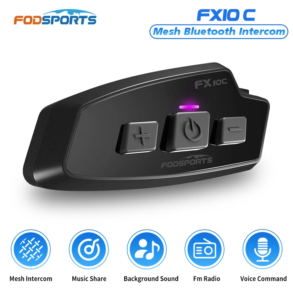 Fodsports FX10C Mesh Motorcycle Bluetooth Mesh Intercom Wireless