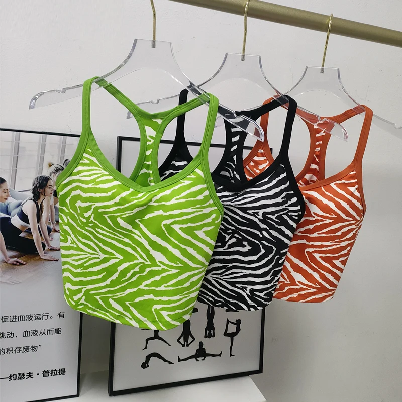 Leopard Print Yoga Bra Sports Bra Gym Running Top Women's Camisole Breathable Running Vest Gym Push Up Underwear Sport Tops
