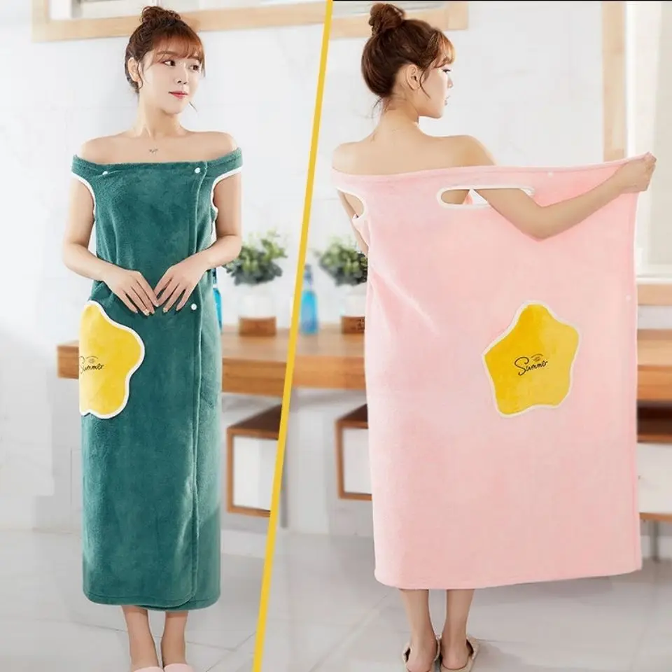 Albornoz de microfibra para mujer y adultos, conjunto de 2 uds, suave, para  ducha, Textiles para el hogar, toallas de Sauna - AliExpress